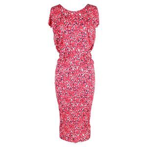 Saloni Printed Midi Dress in Pink Viscose
